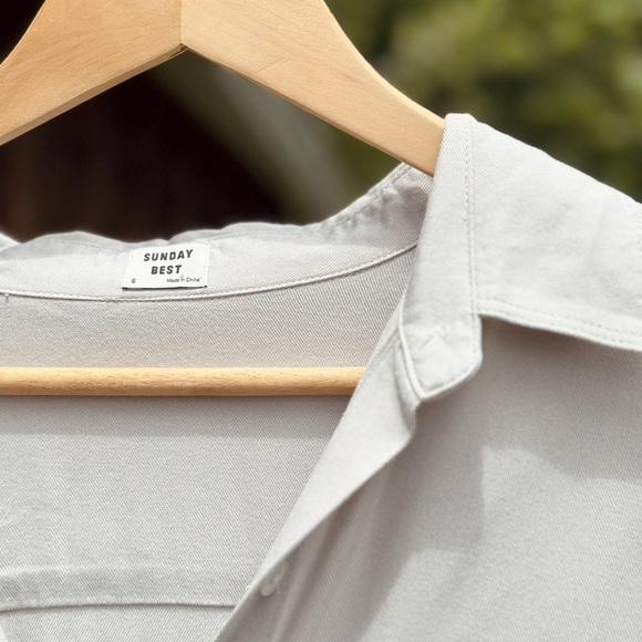 Sunday Best Casual Rayon Shirt - Size S - light grey - button down - Picture 5 of 8